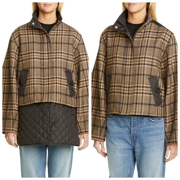 Ganni Plaid Tech Wool Removable Quilted 